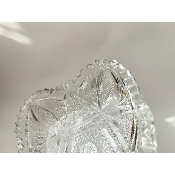 EAPG Imperial Glass NuCut Vintage Relish Heart Shaped Sawtooth Catchall Bowl - Picture 2 of 10